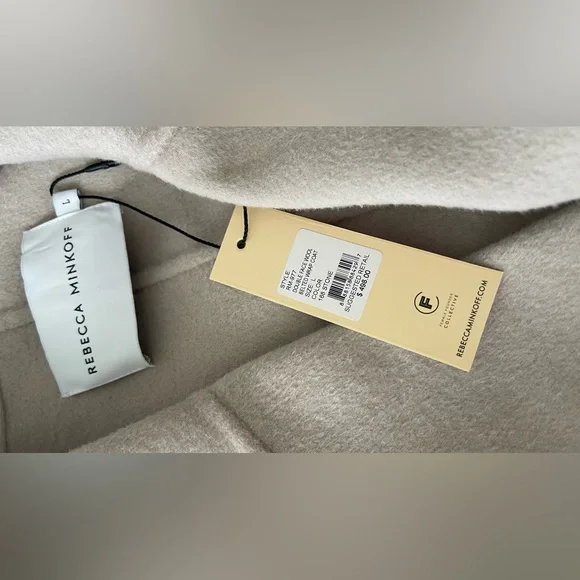 New Double Face Wool Rebecca Minkoff Chic Coat Women’s Long Stone - Picture 11 of 15